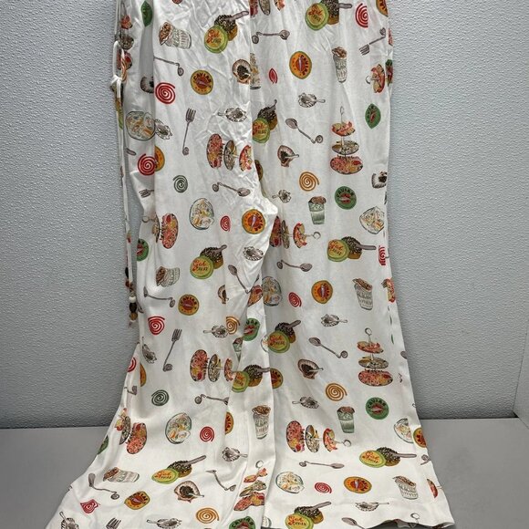 Lisa Says Gah Women’s Nora Linen Pants Size XL White/Multi — Drawstring Waist - Picture 3 of 9